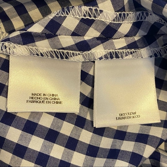 Ann Klein Mini‎ Check Print Midi Dress Blue White Size Large - Picture 9 of 12